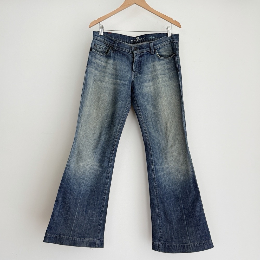 7 for all Mankind Jeans Womens 29 Dojo Boot Cut Flare Distressed Western Stretch